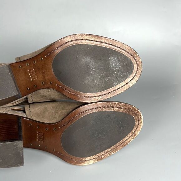 Frye Dani Shield Sling Peep Toe Ankle Booties Sandals Tan Suede Size 7 - Picture 12 of 15